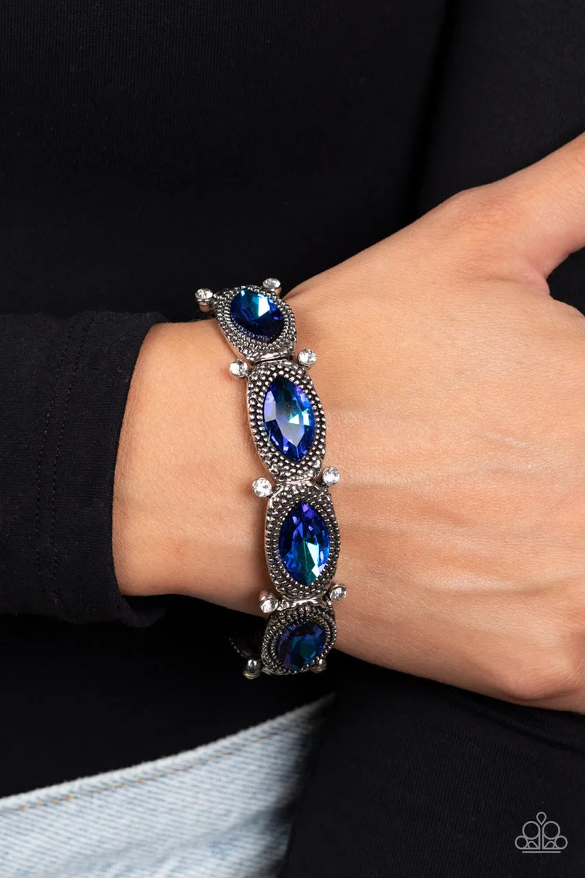 Dancing Diva - Blue - UV Marquise Cut Gem Paparazzi Stretchy Bracelet