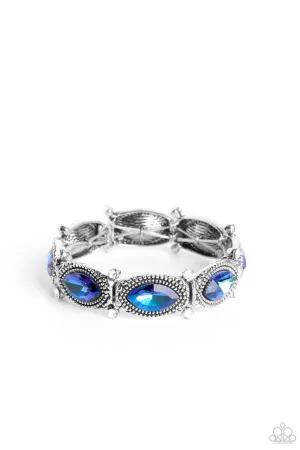 Dancing Diva - Blue - UV Marquise Cut Gem Paparazzi Stretchy Bracelet