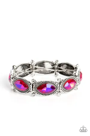 Dancing Diva - Pink - Marquise Cut Gem Paparazzi Stretchy Bracelet