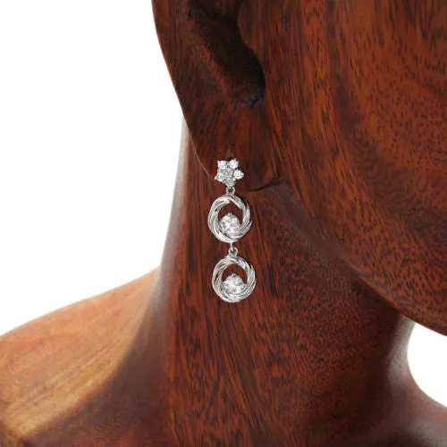 Dangling 0.98 Ct Round Cut Multi-CZ Twisted Design Earrings