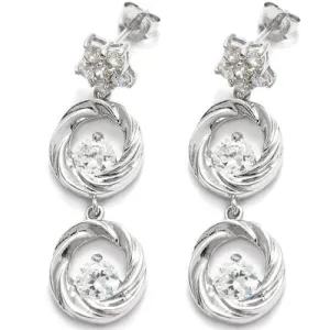 Dangling 0.98 Ct Round Cut Multi-CZ Twisted Design Earrings