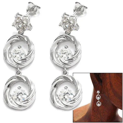 Dangling 0.98 Ct Round Cut Multi-CZ Twisted Design Earrings