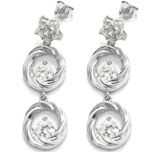 Dangling 0.98 Ct Round Cut Multi-CZ Twisted Design Earrings