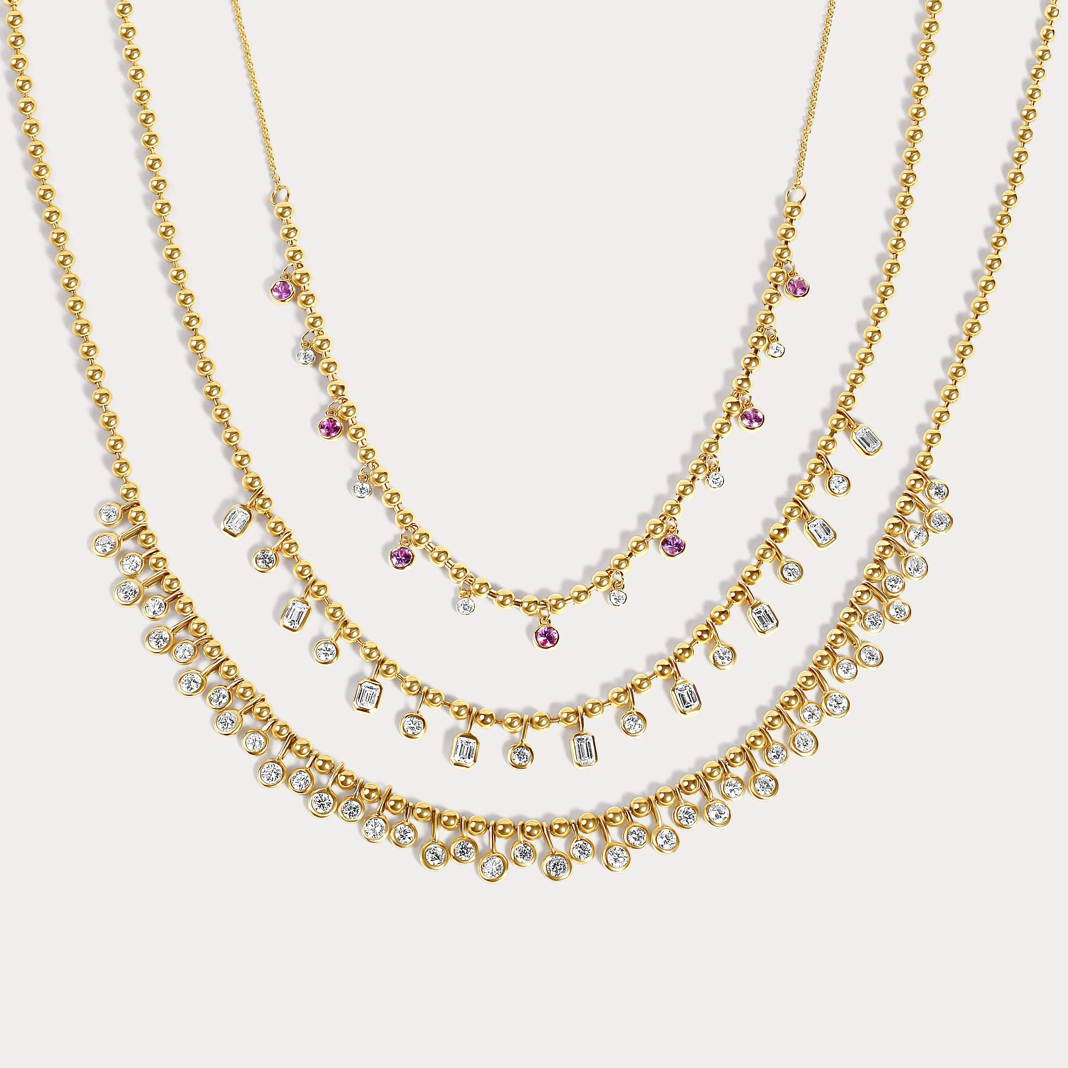 Dangling Bezel Diamond Ball Chain
