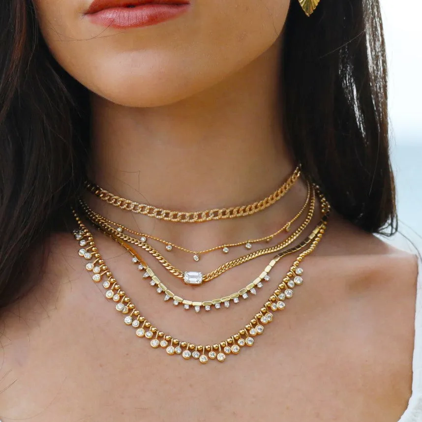 Dangling Bezel Diamond Ball Chain