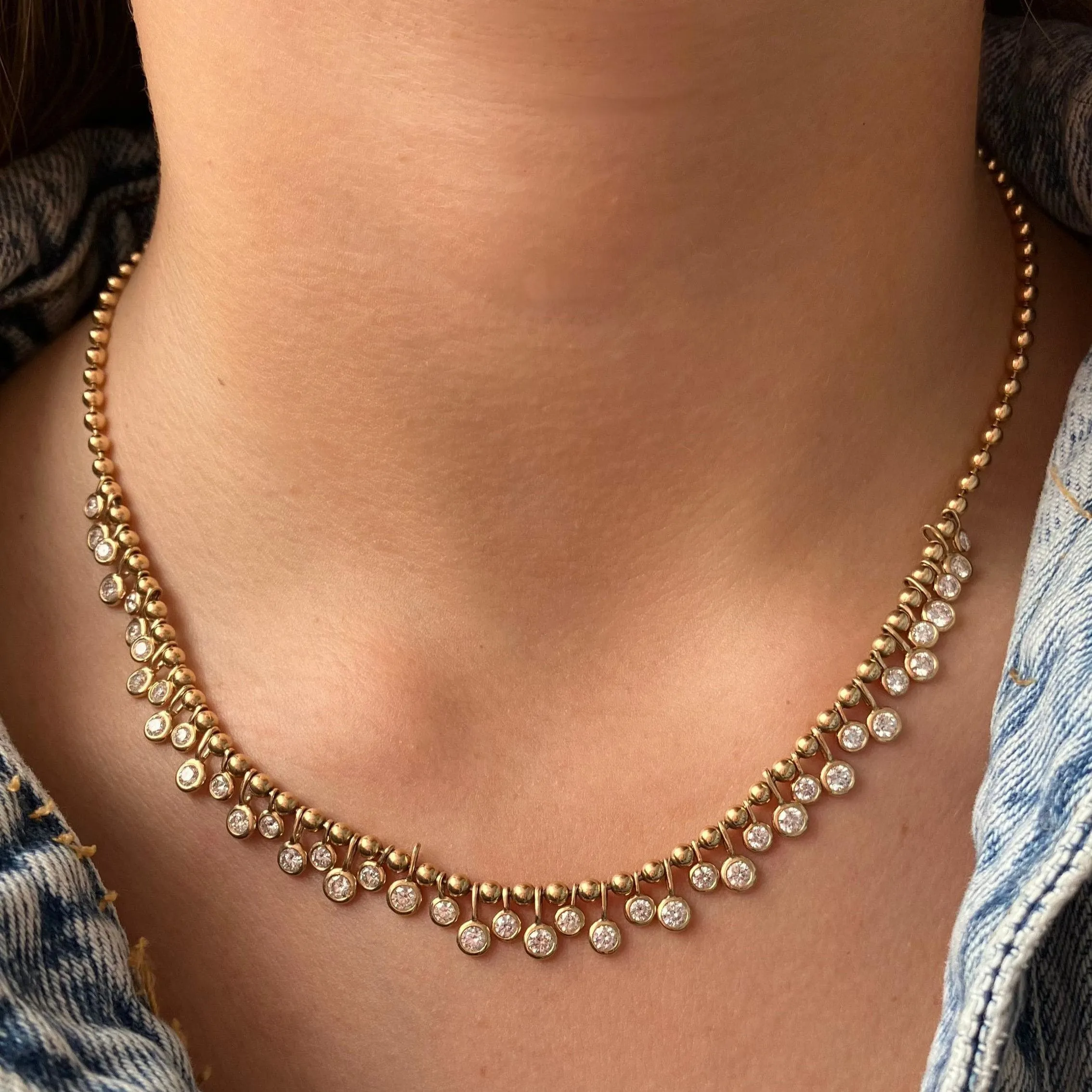 Dangling Bezel Diamond Ball Chain