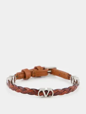 Dark Brandy Braided VLogo Bracelet
