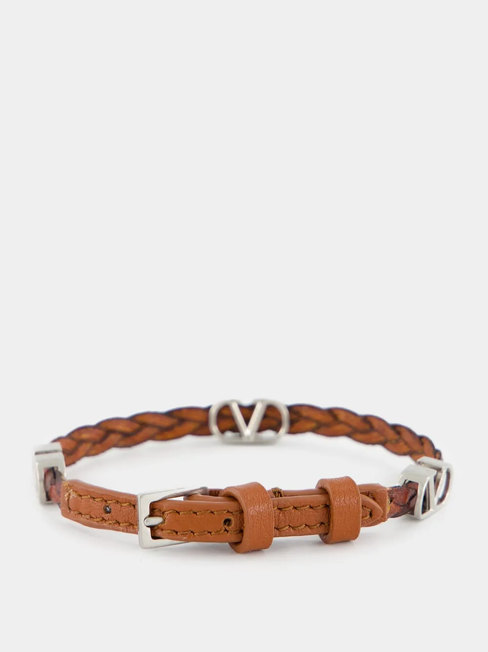 Dark Brandy Braided VLogo Bracelet