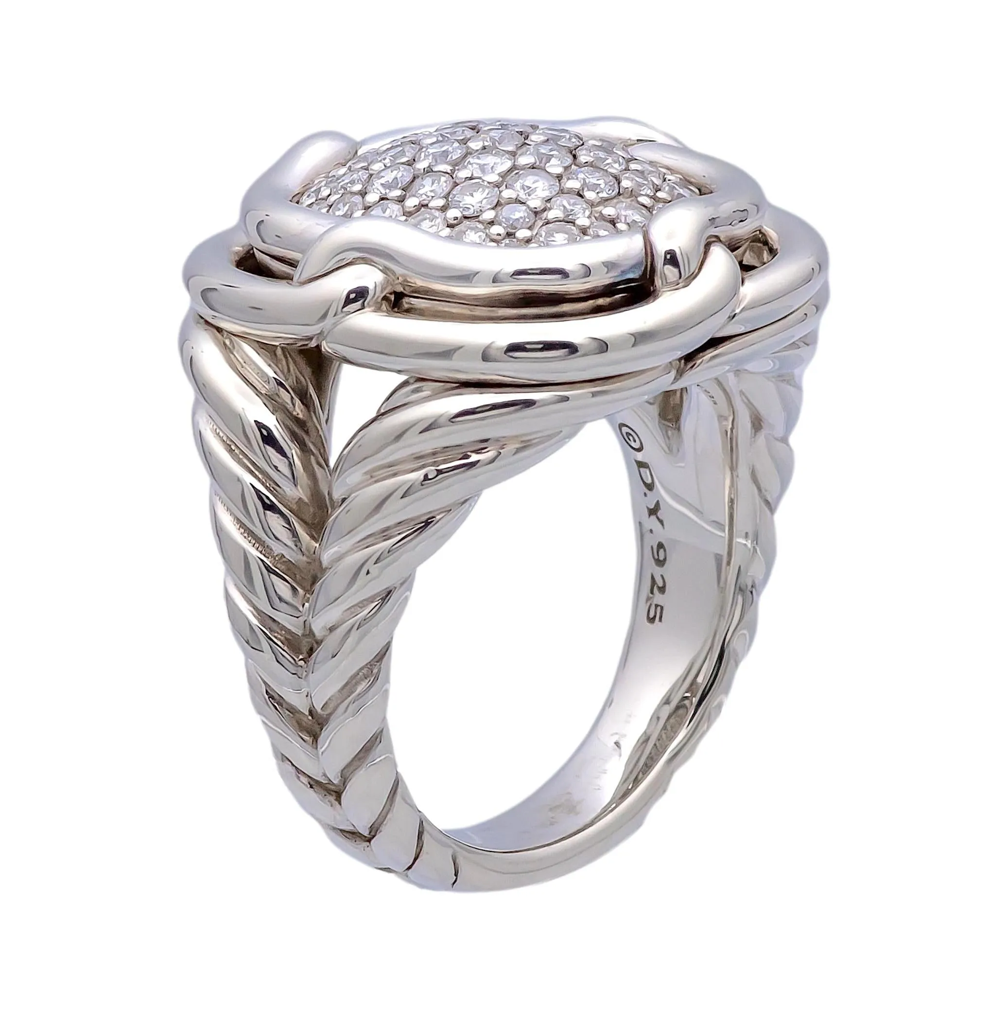 David Yurman Labyrinth Sterling Silver 1.00 ct. Pave Diamond Ring