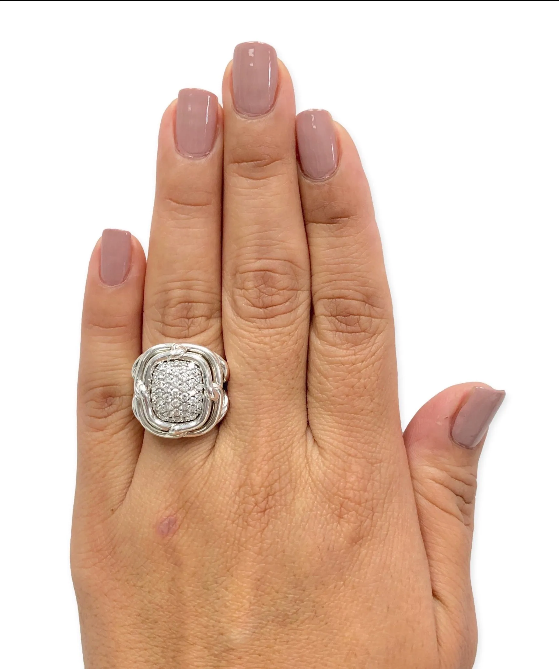 David Yurman Labyrinth Sterling Silver 1.00 ct. Pave Diamond Ring