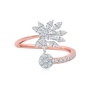 Delicate Twisted Leaves Diamond Ring