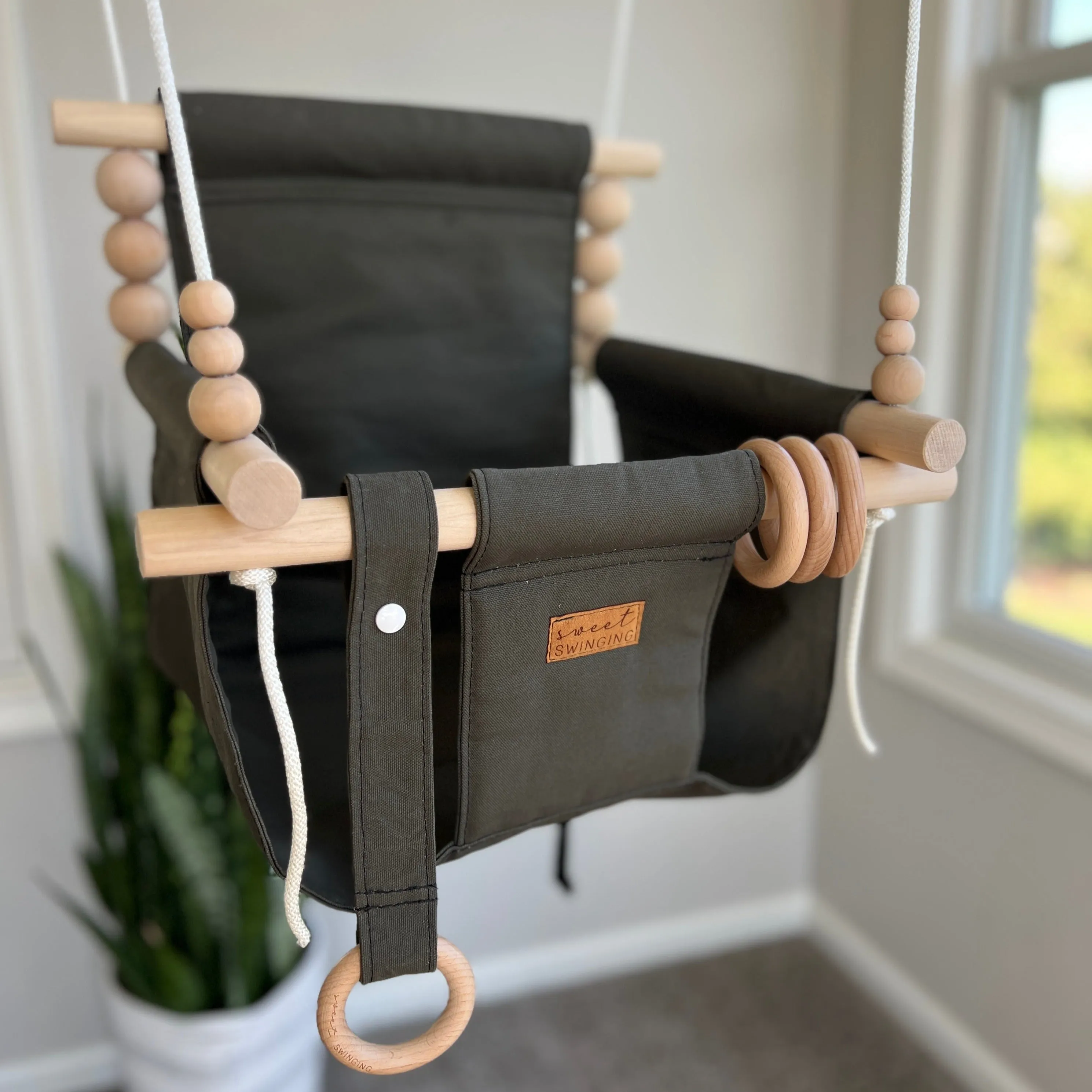 Deluxe Indoor High Back Swing Bundle - French Gray Buffalo Check