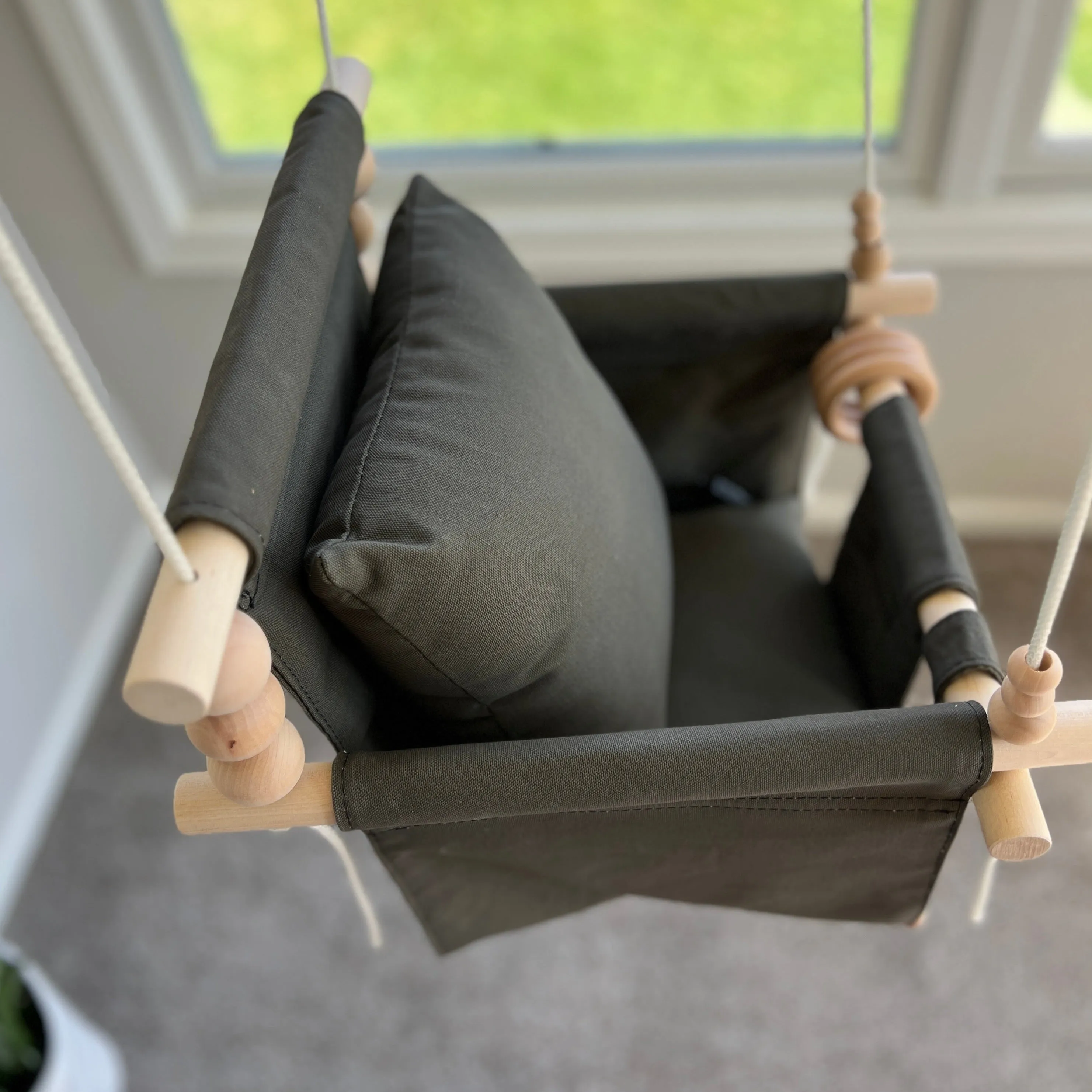 Deluxe Indoor High Back Swing Bundle - French Gray Buffalo Check