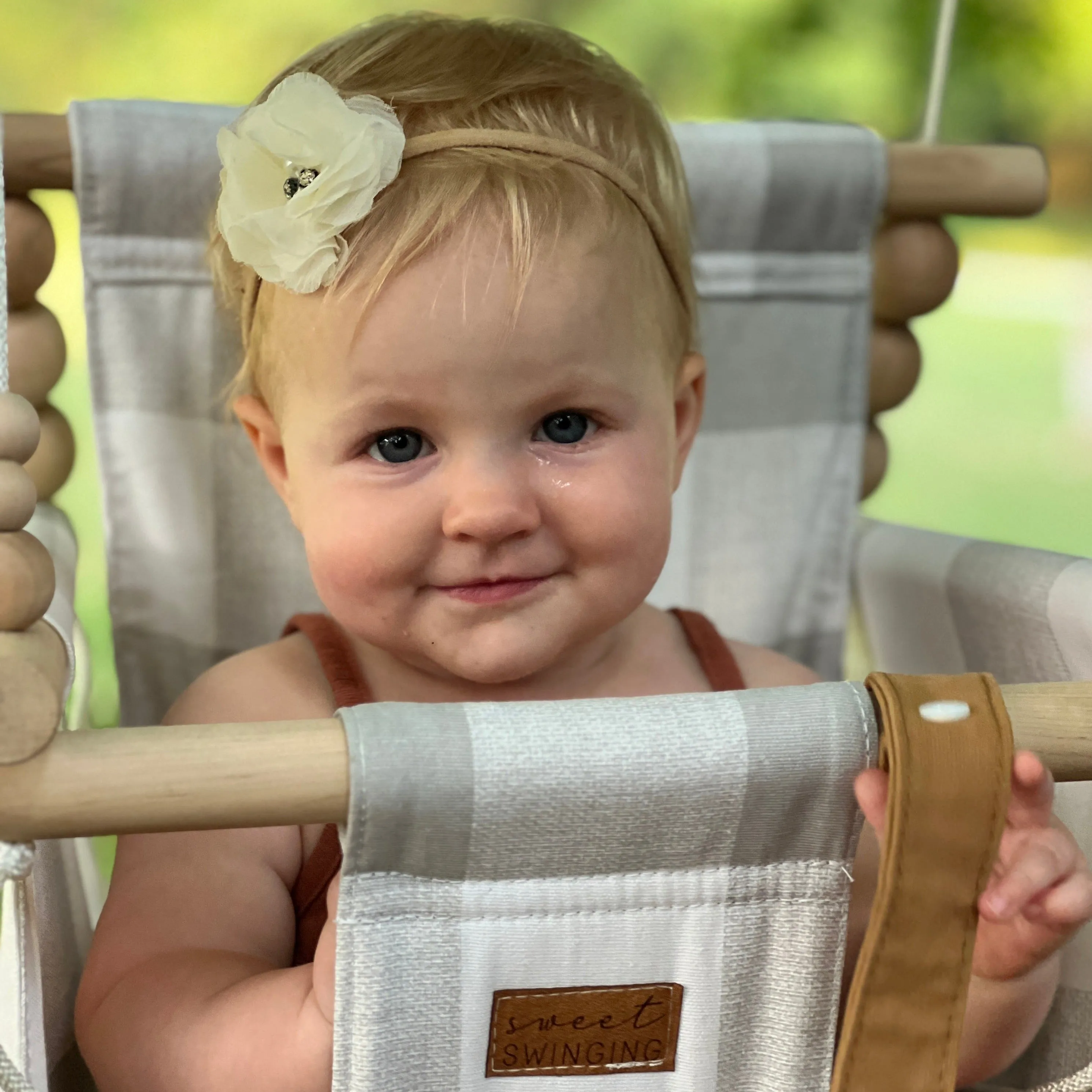 Deluxe Indoor High Back Swing Bundle - French Gray Buffalo Check