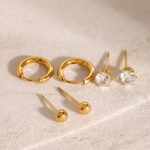 Demi | Stackable Basic Gold Plated Hoops & Studs