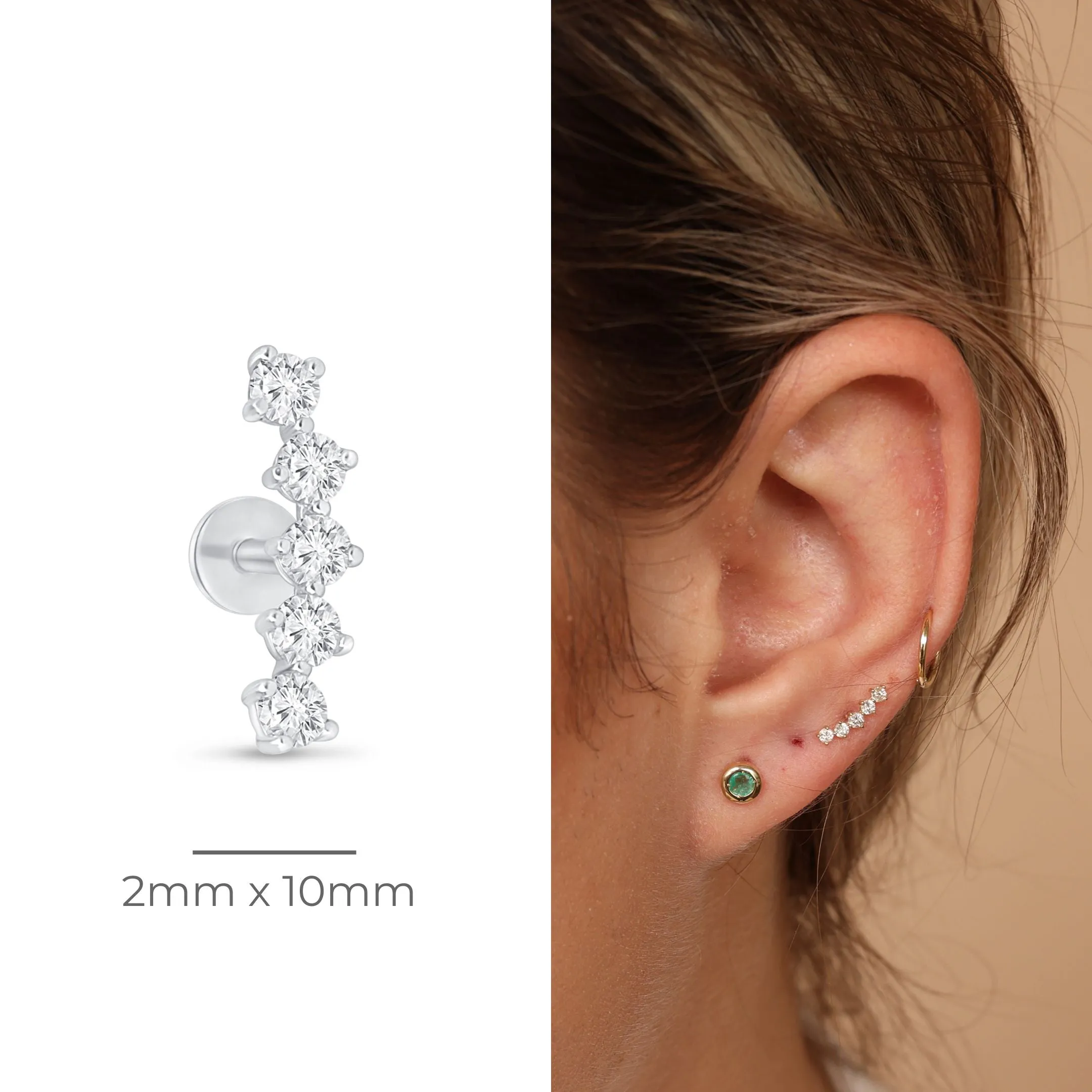 Diamond Constellation Ear Climber Flat Back Earring
