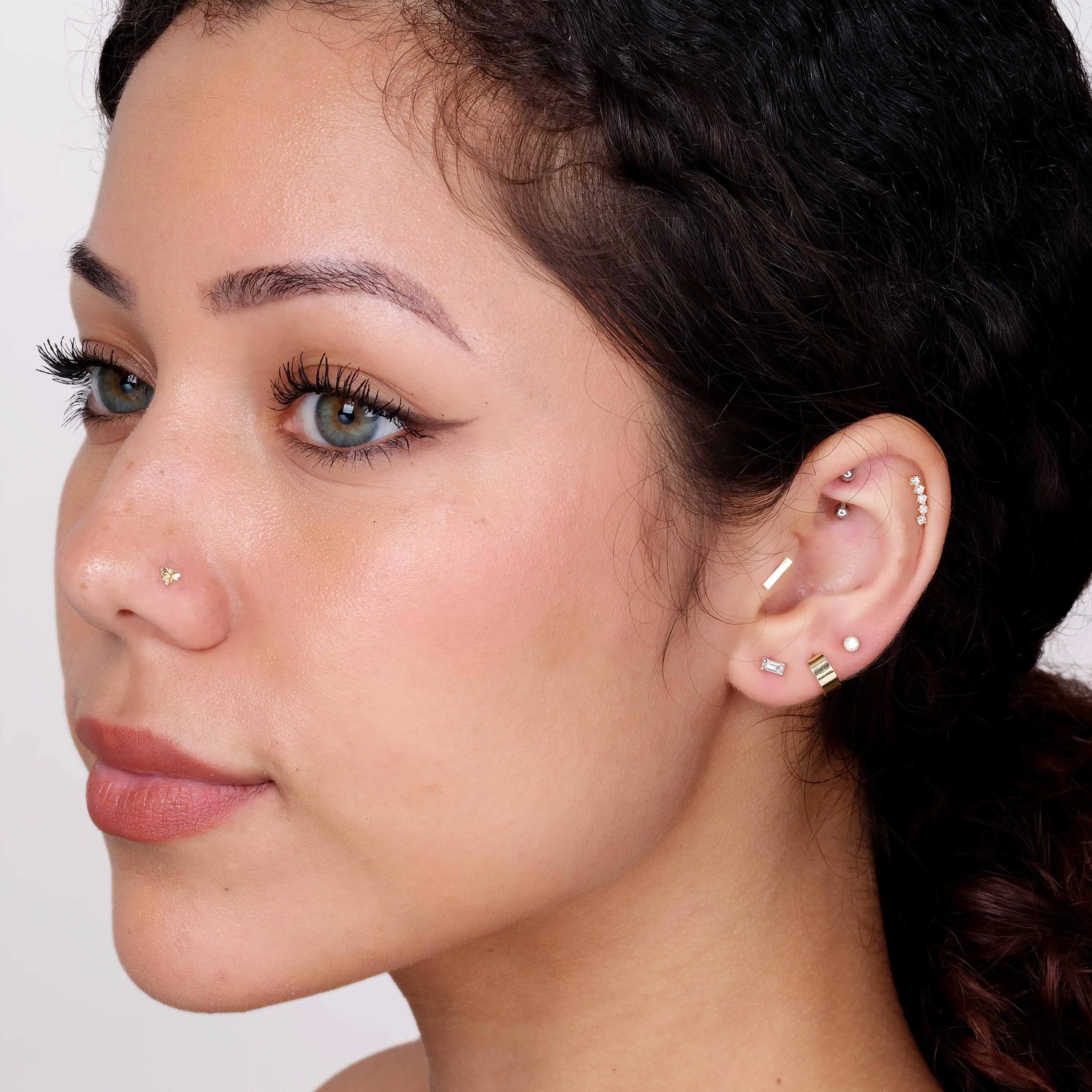 Diamond Constellation Ear Climber Flat Back Earring