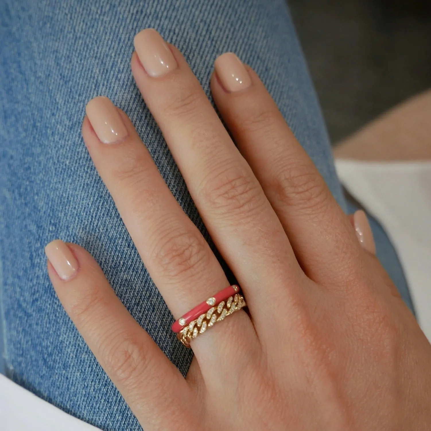 Diamond Curb Chain Ring