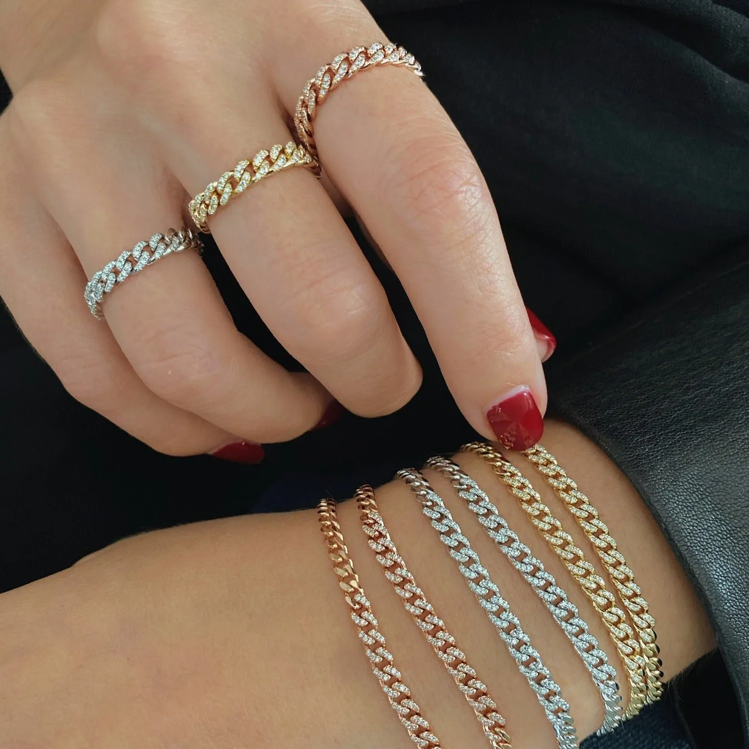 Diamond Curb Chain Ring