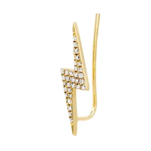 Diamond Lightning Bolt Ear Climber 14K
