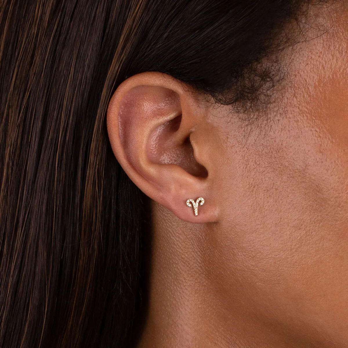 Diamond Zodiac Stud Earring 14K