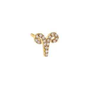 Diamond Zodiac Stud Earring 14K