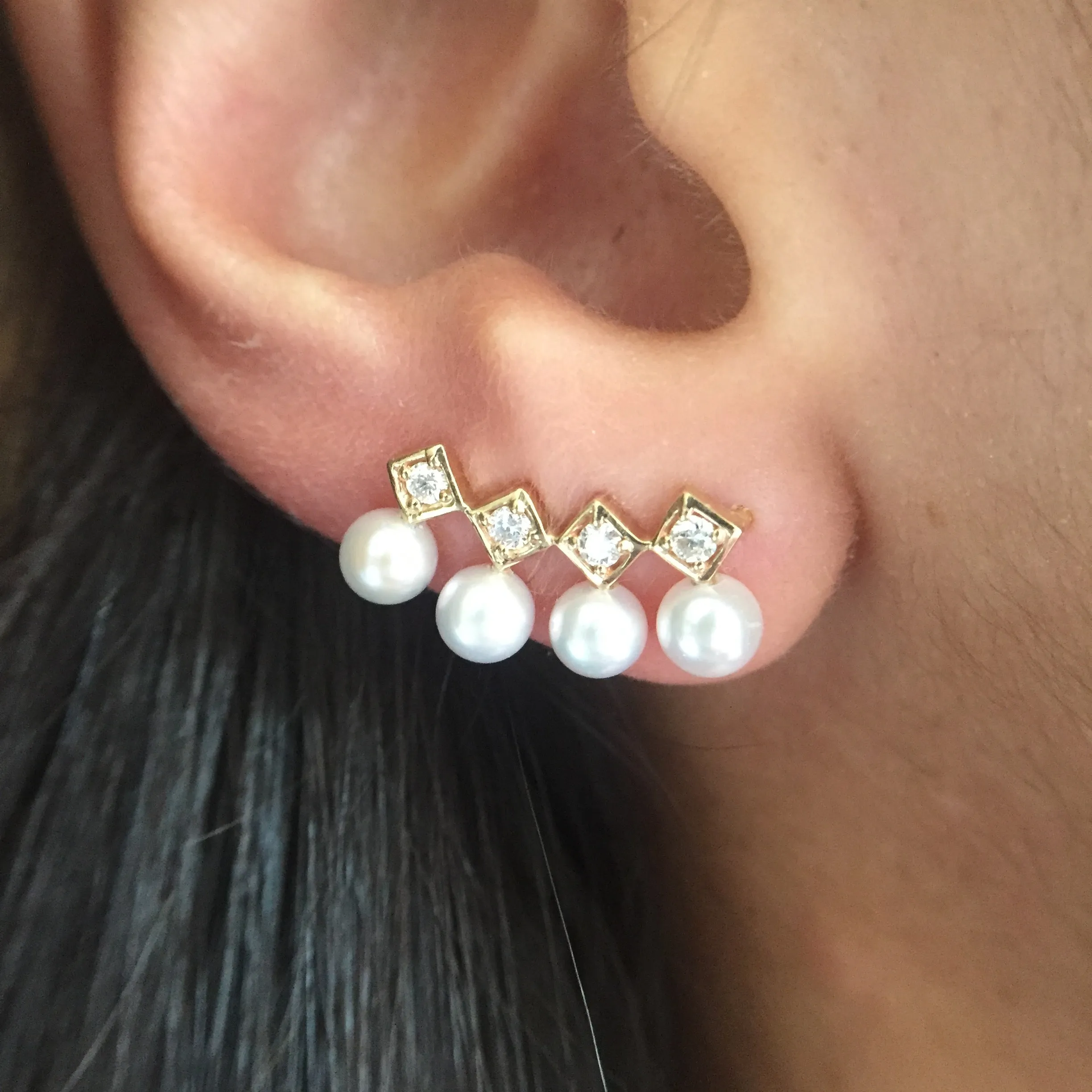 Diana Pearl and Diamond EarClimbers