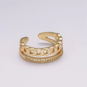 Double Band Chain Ring Design Gold Stackable Modern Minimalist Trending Ring Accessory U-129