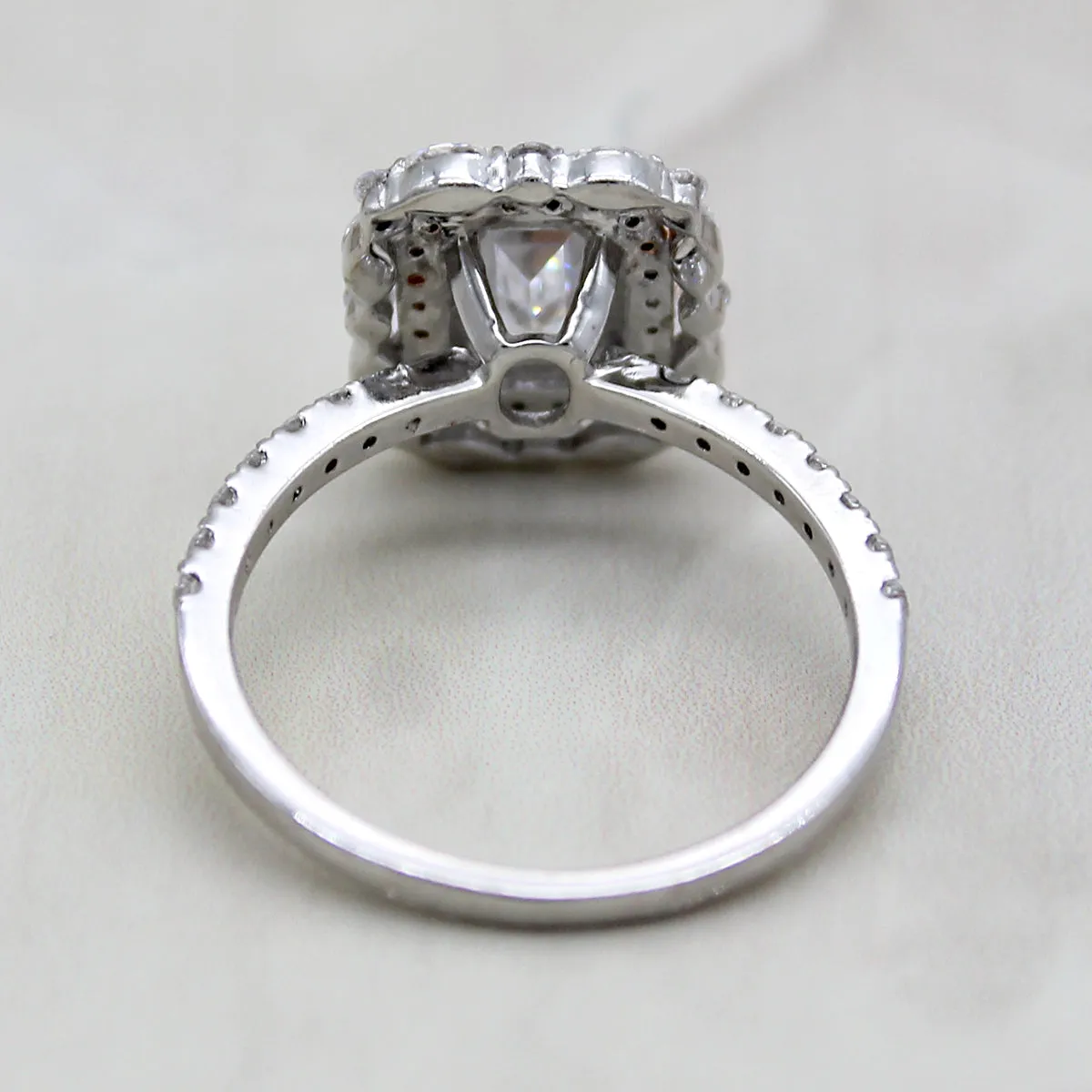 Double Halo Emerald Diamond Two Tone Wedding Engagement Ring