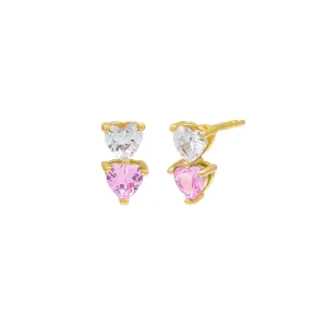 Double Heart CZ Stud Earring