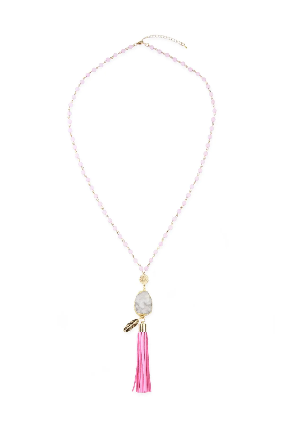 Druzy Tassel Beaded Necklace