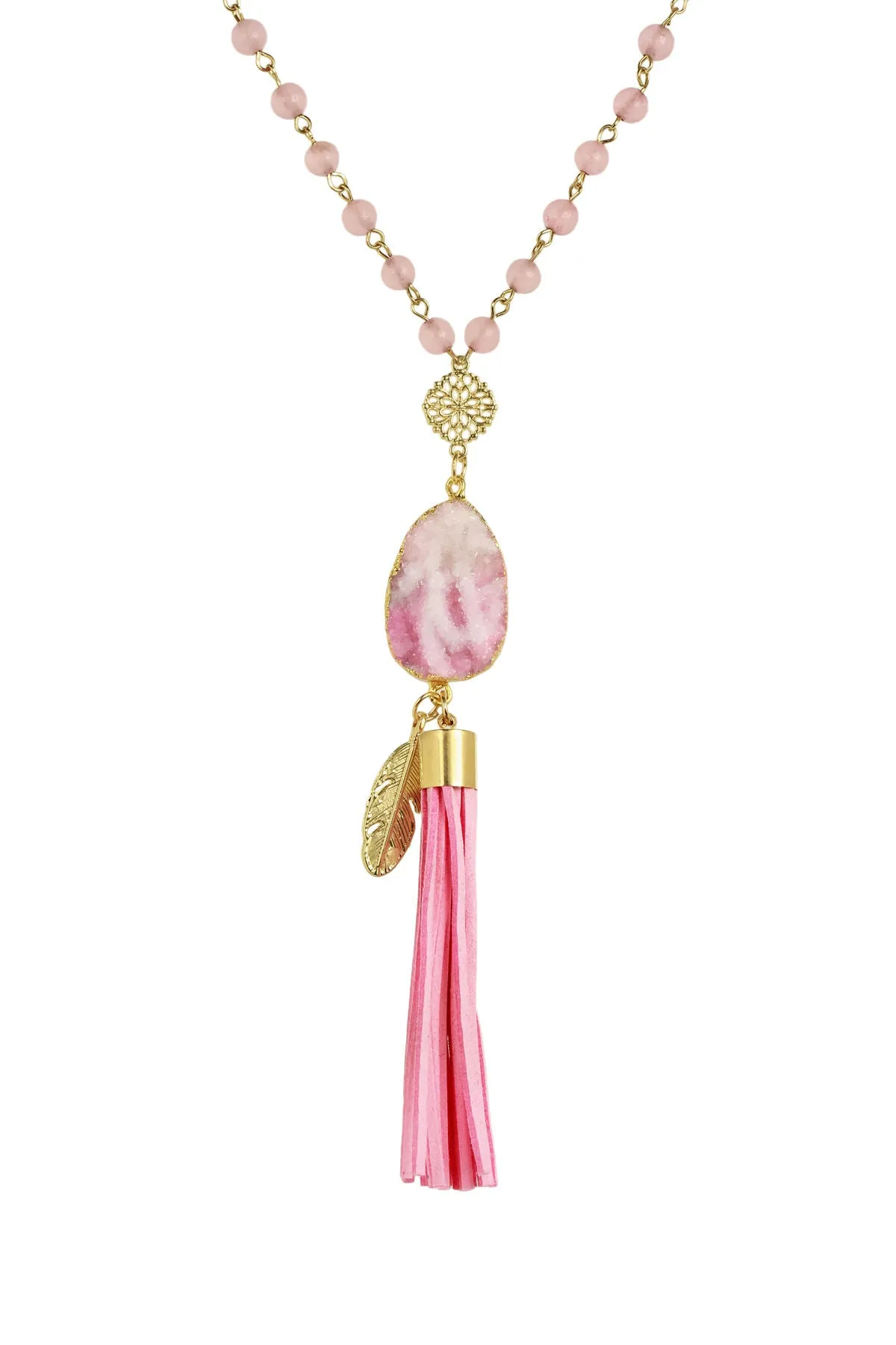 Druzy Tassel Beaded Necklace