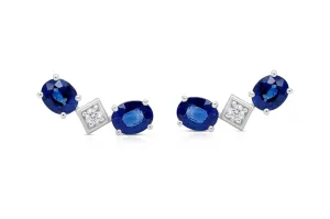 Earrings 14kt Gold Climbers Sapphires & Diamonds