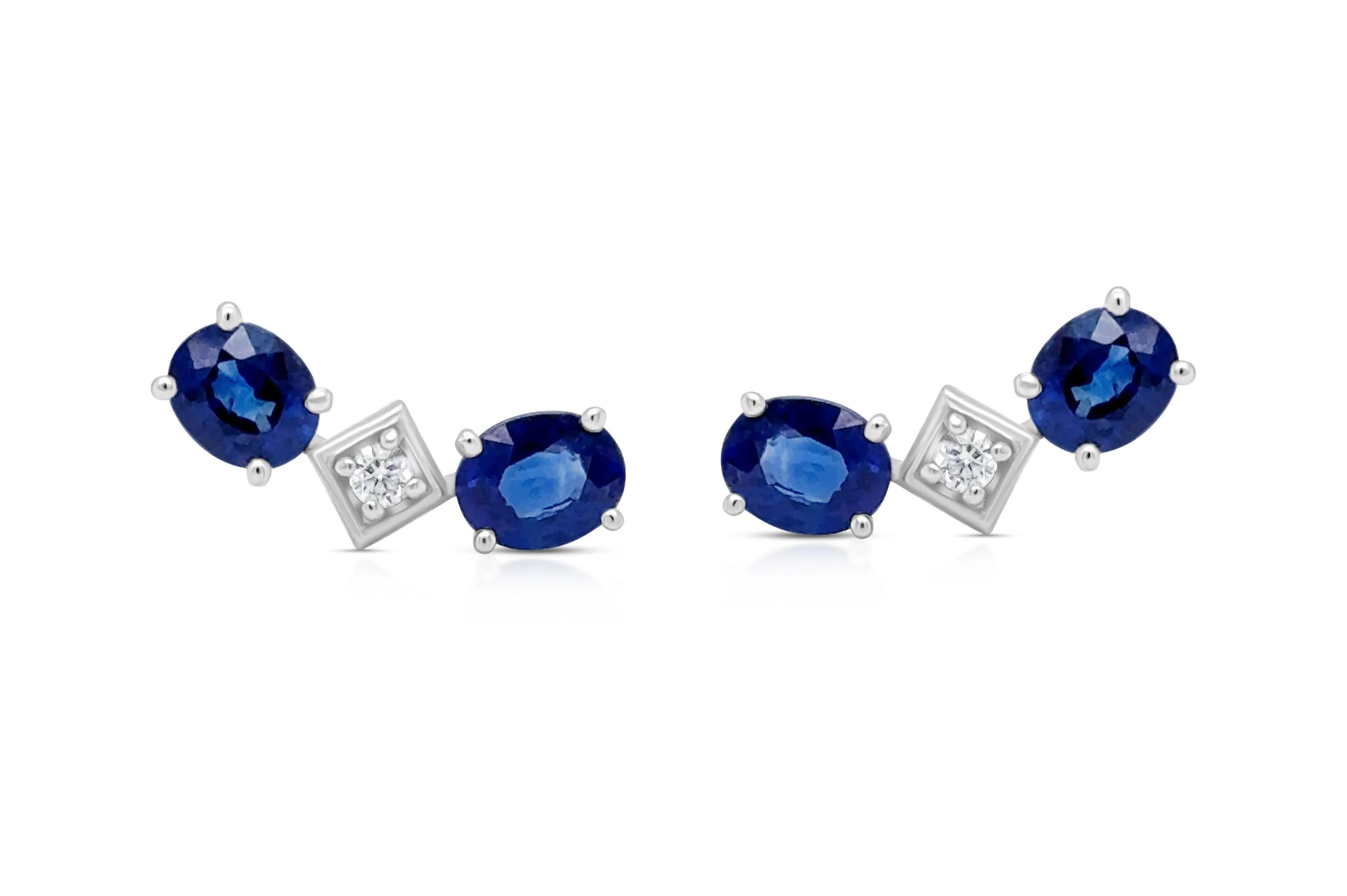 Earrings 14kt Gold Climbers Sapphires & Diamonds