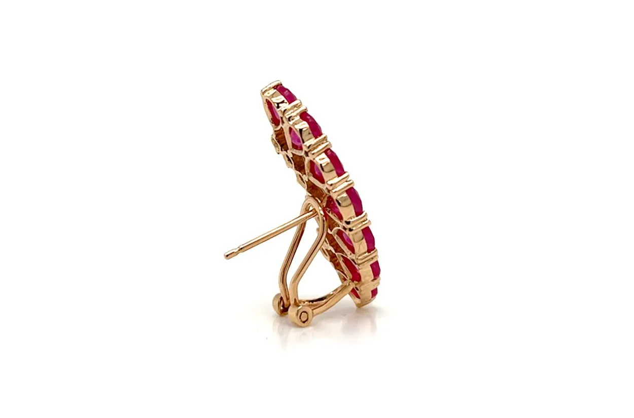 Earrings 18kt Gold Climbers Pear Rubies with Diamonds
