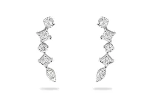 Earrings 18kt White Gold Climber with Diamonds