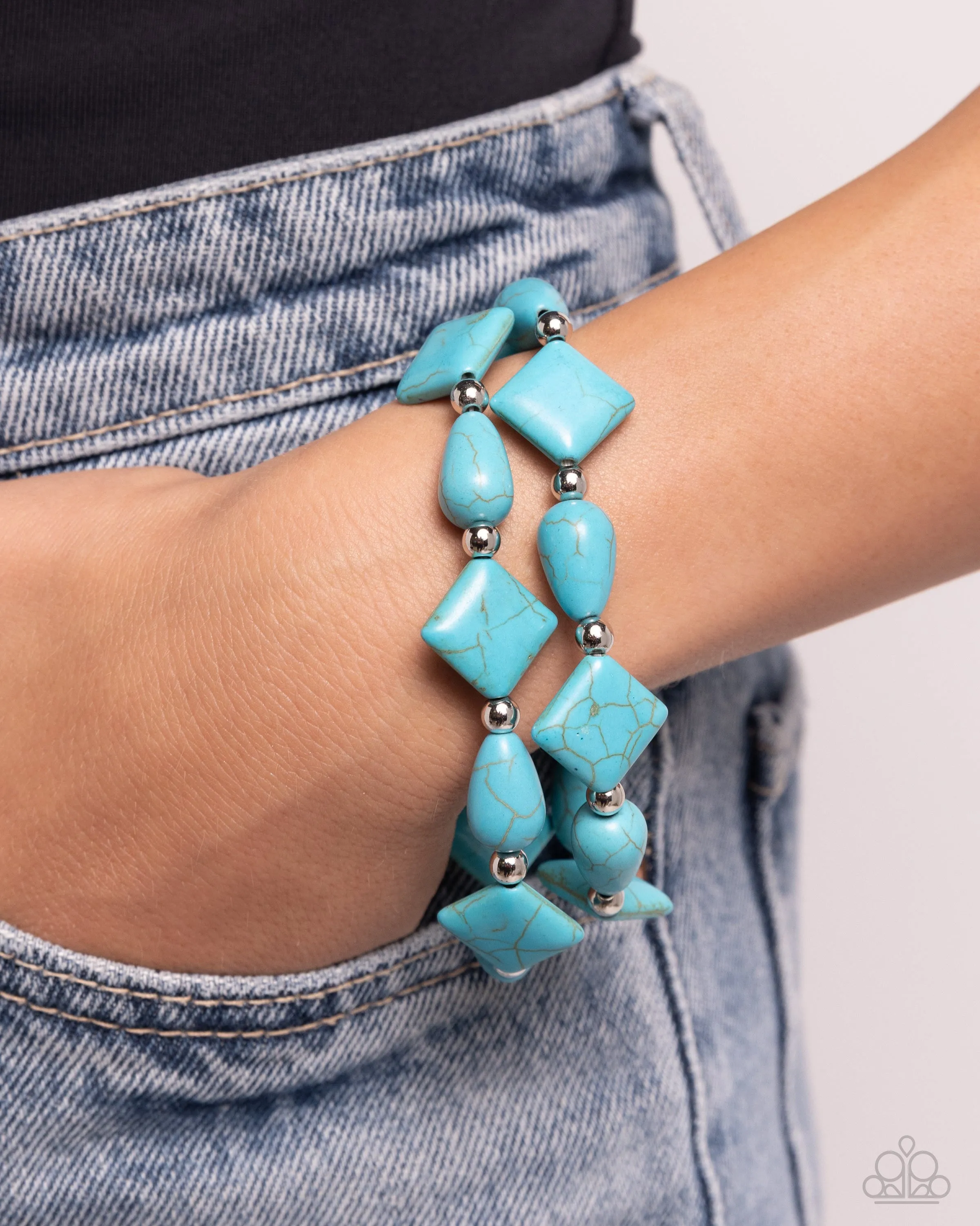 EARTHY Riser - Blue - Turquoise Stone Paparazzi Stretchy Bracelet