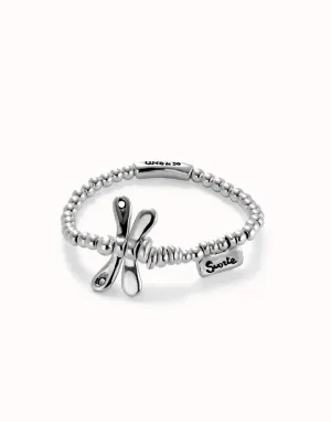 Elastic bracelet with dragonfly (silver)
