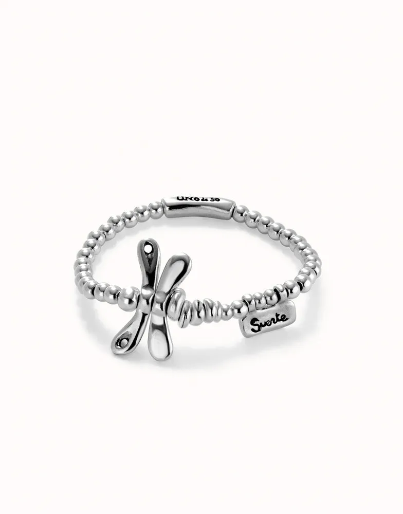 Elastic bracelet with dragonfly (silver)