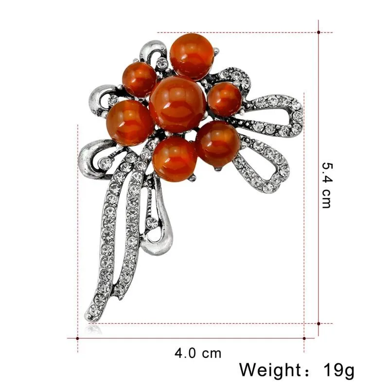 Elegant Crystal Brooch Plant Flower Pins