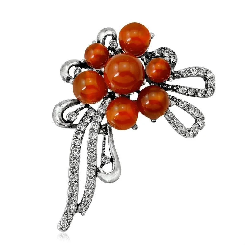 Elegant Crystal Brooch Plant Flower Pins