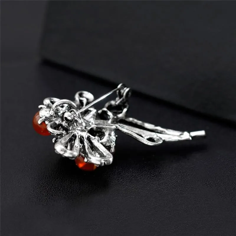 Elegant Crystal Brooch Plant Flower Pins