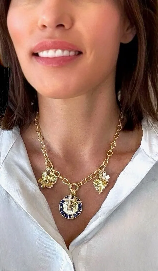 Enamel Star Coin Pendant - Blue