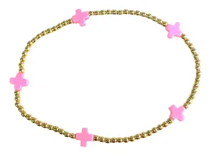 enewton | egirl Signature Cross Small Bracelet - 2mm {Bright Pink}