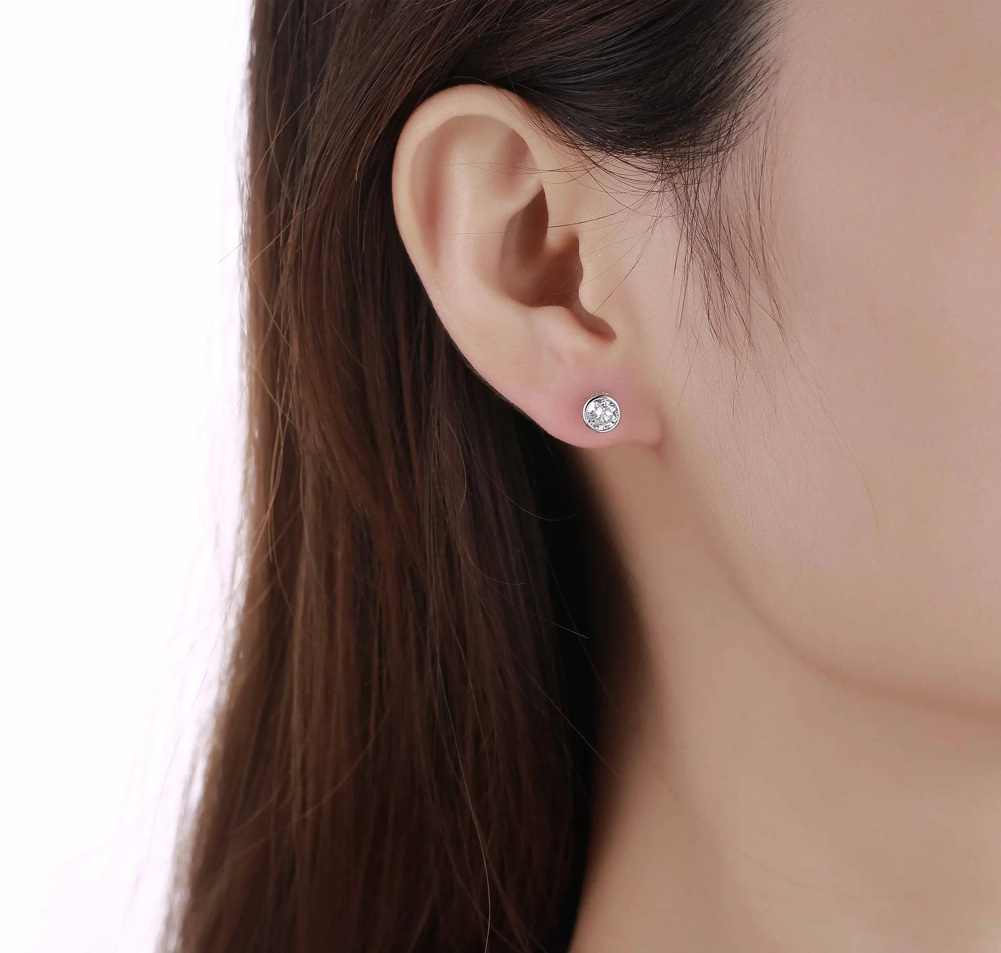 Essentials 0.80ct Solitaire Bezel Earrings <br> E-00128WHT