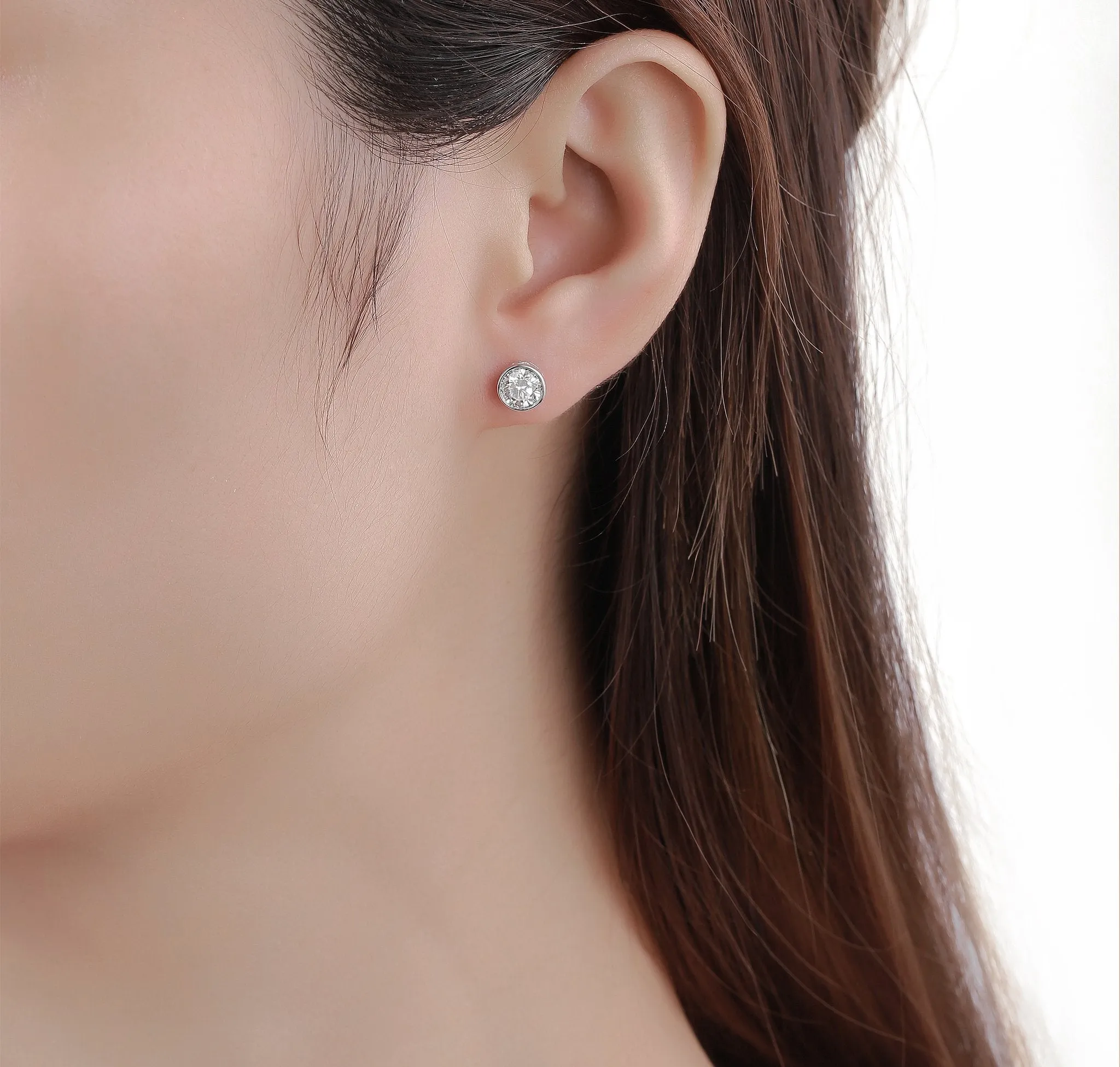 Essentials 1.11ct Solitaire Bezel Earrings <br> E-00129WHT