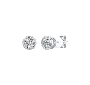 Essentials 1.11ct Solitaire Bezel Earrings <br> E-00129WHT