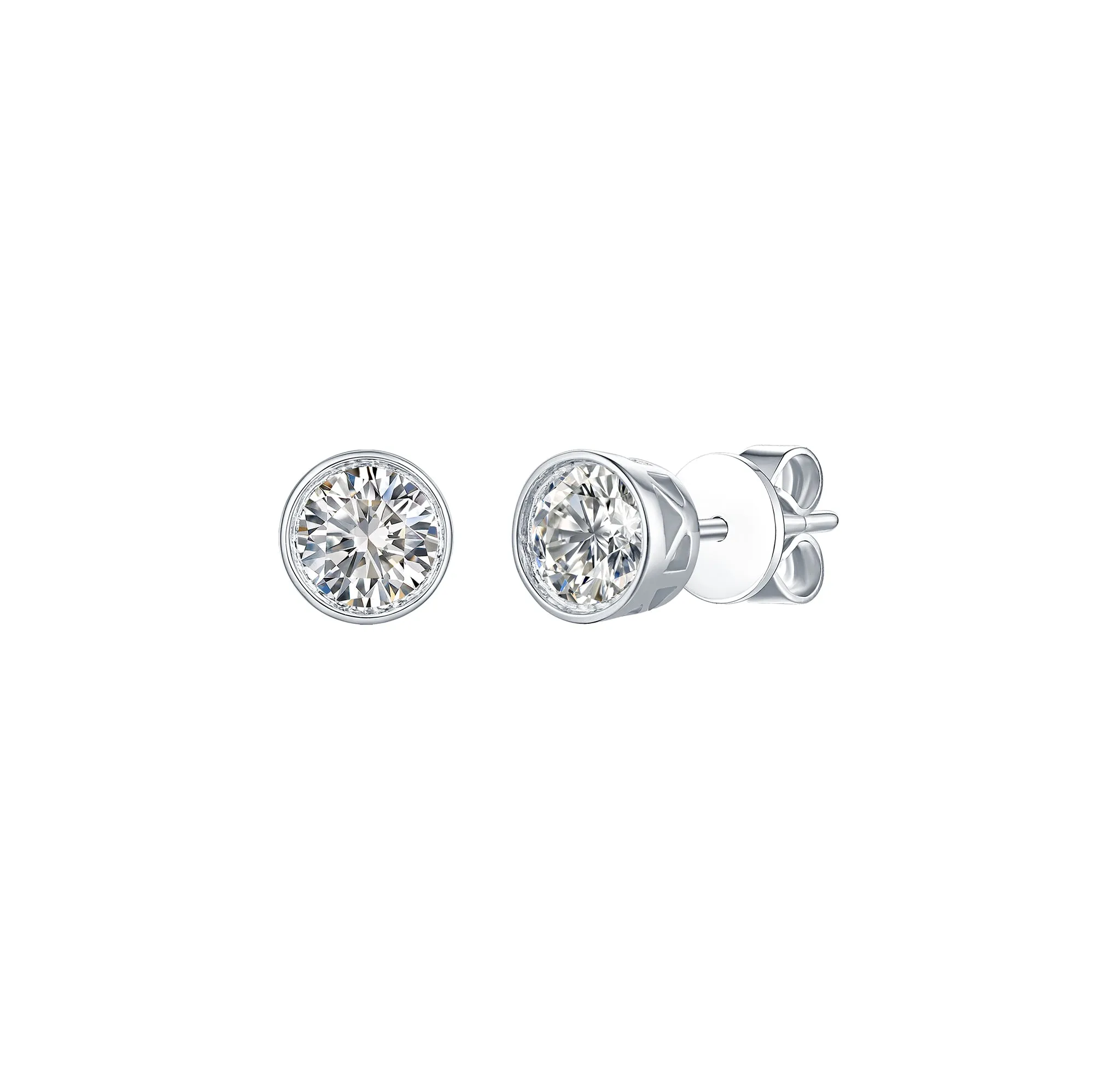 Essentials 1.11ct Solitaire Bezel Earrings <br> E-00129WHT