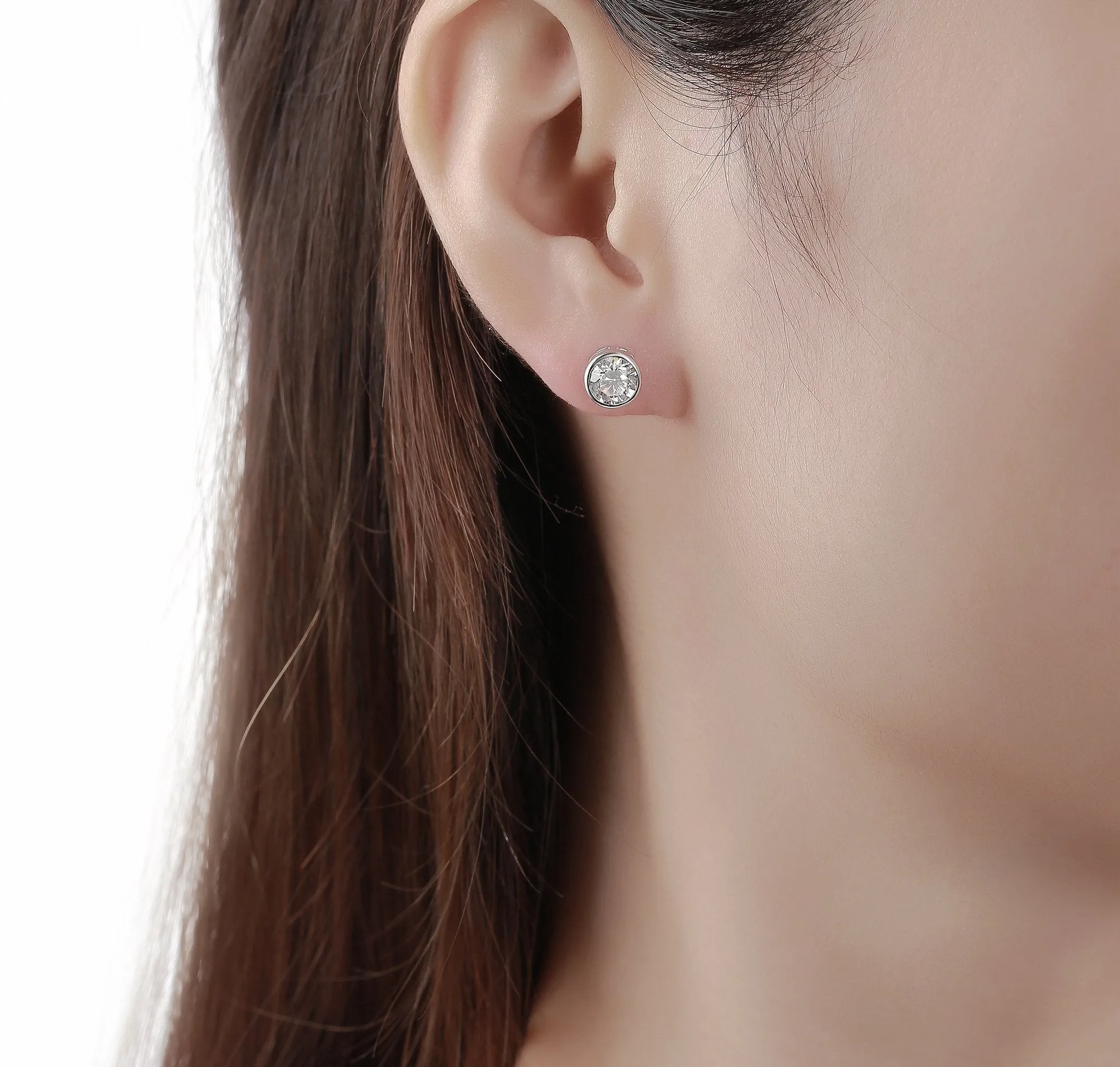 Essentials 1.56ct Solitaire Bezel Earrings <br> E-00130WHT