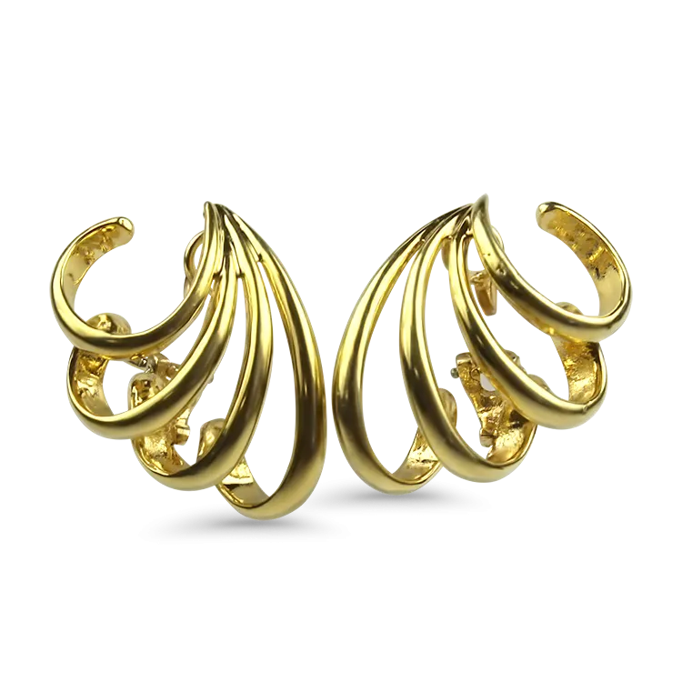 Estate 18k Yellow Gold Cimber J-Hoop Earrings